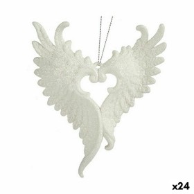 Décorations de Noël Ailes d'ange Blanc Plastique Paillettes 12 x 13 x 2,5 cm (24 Unités) de Krist+, Noël - Réf : S3630170, Pr...