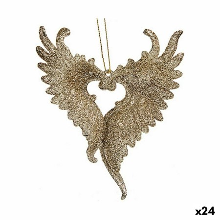 Adorno Natalício Asas de Anjo champagne Plástico Purpurina 12 x 13 x 2,5 cm (24 Unidades) | Tienda24 - Global Online Shop Tienda24.eu