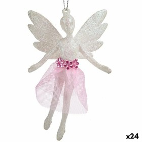 Christmas bauble Fairy White Plastic Glitter 8 x 12 x 5 cm (24 Units) by Krist+, Christmas - Ref: S3630173, Price: 37,80 €, D...