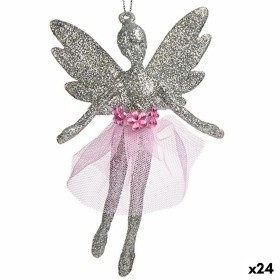 Christmas bauble Fairy Silver Plastic Glitter 8 x 12 x 5 cm (24 Units) by Krist+, Christmas - Ref: S3630174, Price: 29,65 €, ...