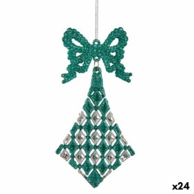 Adorno Navideño Lazo Rombos Verde Plástico Purpurina 7,5 x 1 x 15,5 cm (24 Unidades) de Krist+, Navidad - Ref: S3630177, Prec...