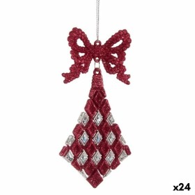 Weihnachtsschmuck Schleife Rhombusse Pink Kunststoff Glitzernd 7,5 x 1 x 15,5 cm (24 Stück) von Krist+, Weihnachten - Ref: S3...