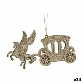 Christmas bauble Magical Carriage champagne Plastic Glitter 15 x 8,5 x 4,5 cm (24 Units) by Krist+, Christmas - Ref: S3630180...