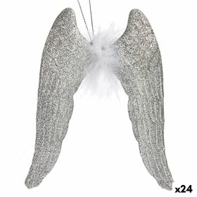 Adorno Natalício Asas de Anjo Prateado Plástico Purpurina 12,5 x 15 x 2,5 cm (24 Unidades) de Krist+, Natal - Ref: S3630186, ...