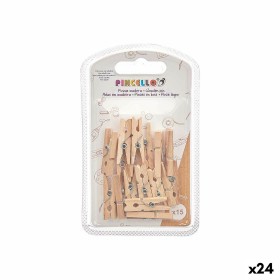 Clamps Small Brown Wood (24 Units) by Pincello, Clips, Clamps & Rings - Ref: S3630350, Price: 15,96 €, Discount: %