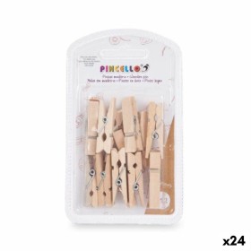 Pinces de serrage Moyen Marron Bois (24 Unités) de Pincello, Trombonnes, Pinces & Anneaux - Réf : S3630352, Prix : 15,96 €, R...