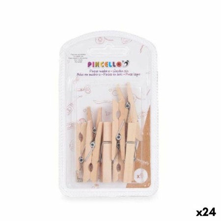 Clamps Large Brown Wood (24 Units) by Pincello, Clips, Clamps & Rings - Ref: S3630354, Price: 15,96 €, Discount: %