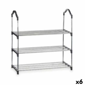 Schuhschrank 3 Regale Silberfarben 58 x 26 x 58 cm Schwarz Metall (6 Stück) von Kipit, Zubehör für die Garderobe - Ref: S3630...