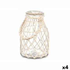 Candleholder Tin White Transparent Glass Rope 17 x 25 cm (4 Units) by Gift Decor, Candelabras and candle holders - Ref: S3630...