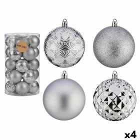 Conjunto de bolas de Natal Prateado PVC Ø 8 cm (4 Unidades) de Krist+, Natal - Ref: S3630671, Preço: 38,32 €, Desconto: %