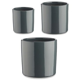 Set of pots Ø 14 cm Ø 22 cm Ø 17 cm Cylinder 3 Pieces Anthracite by Ibergarden, Flower Pots - Ref: S3630807, Price: 14,59 €, ...