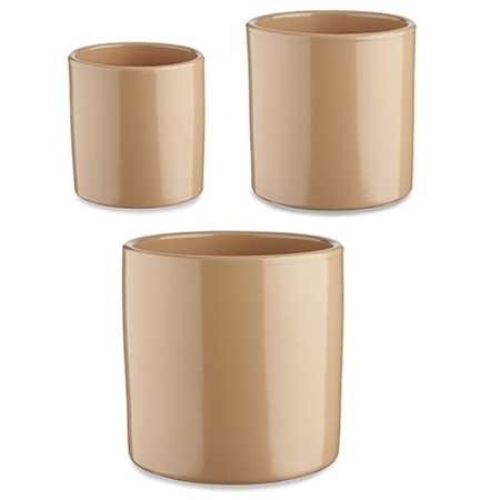 Set de Macetas 3 Piezas Ø 14 cm Ø 22 cm Ø 17 cm Cilindro Beige de Ibergarden, Macetas para flores - Ref: S3630808, Precio: 14...