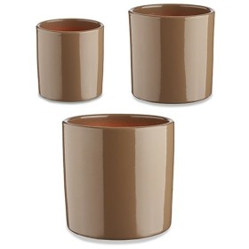 Set de pots Ø 14 cm Ø 22 cm Ø 17 cm Cylindre 3 Pièces Taupe de Ibergarden, Pots de fleurs - Réf : S3630809, Prix : 14,59 €, R...