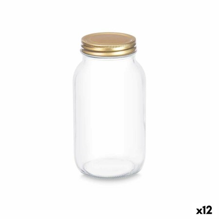 Jar Transparent Golden Metal Glass 950 ml 9 x 18 x 9 cm (12 Units) by Vivalto, Food storage - Ref: S3630944, Price: 17,64 €, ...