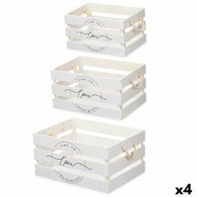 Jogo de Caixas Decorativas Love 3 Peças Branco Madeira (4 Unidades) de Gift Decor, Caixas - Ref: S3631023, Preço: 70,42 €, De...