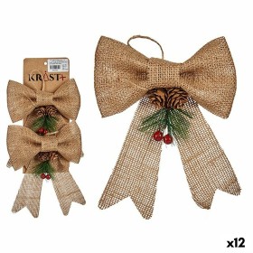 Conjunto de Decorações de Natal Castanho Vermelho Verde Fibra natural 14 x 3 x 19 cm Laço (12 Unidades) de Krist+, Natal - Re...