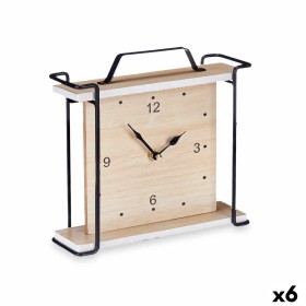 Orologio da Tavolo Nero Metallo Legno MDF 23 x 21 x 7 cm (6 Unità) di Gift Decor, Orologi da scrivania e da scaffale - Rif: S...