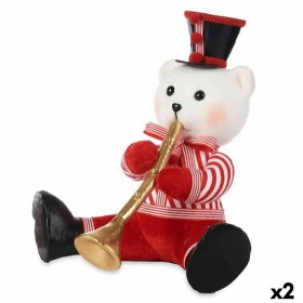 Figurine Décorative Ours Trompette Blanc Noir Rouge polystyrène 32 x 31 x 26 cm (2 Unités) de Krist+, Noël - Réf : S3631132, ...