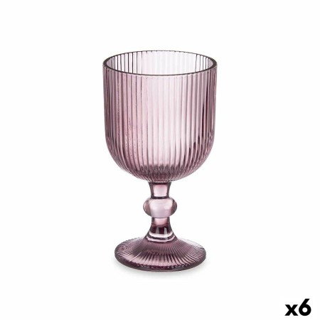 Verre Rayures Rose 370 ml (6 Unités) de Vivalto, Verres à eau à pied - Réf : S3631243, Prix : 11,27 €, Remise : %