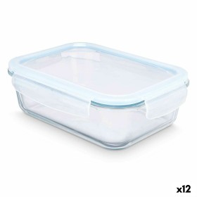 Fiambrera Transparente Silicona Vidrio de Borosilicato 1,5 L 24,5 x 7,6 x 19 cm (12 Unidades) de Vivalto, Almacenamiento de a...