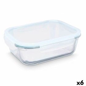 Fiambrera Transparente Silicona Vidrio de Borosilicato 2,2 L 27 x 9 x 22 cm (6 Unidades) de Vivalto, Almacenamiento de alimen...