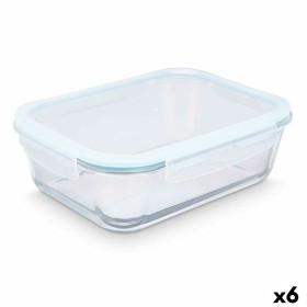 Boîte à lunch Transparent Silicone Verre Borosilicaté 2,8 L 29,5 x 9 x 22,8 cm (6 Unités) de Vivalto, Stockage des aliments -...