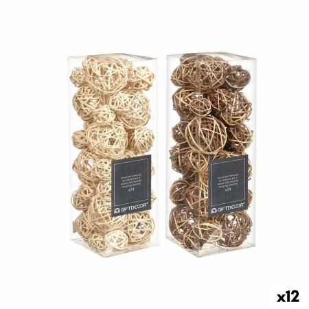 Conjunto de bolas decorativas Castanho Branco (12 Unidades) de Gift Decor, Adornos - Ref: S3631312, Preço: 53,68 €, Desconto: %