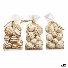 Conjunto de bolas decorativas Branco Castanho (12 Unidades) de Gift Decor, Adornos - Ref: S3631322, Preço: 42,89 €, Desconto: %