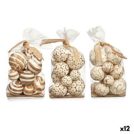 Set of Decorative Balls White Brown (12 Units) | Tienda24 - Global Online Shop Tienda24.eu