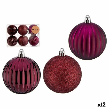 Set of Christmas balls With relief Purple PVC Ø 7 cm (12 Units) by Krist+, Christmas - Ref: S3631457, Price: 19,49 €, Discoun...