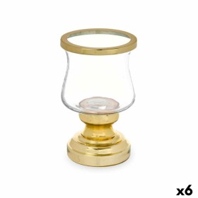 Bougeoir Verre Doré Acier 12 x 19,5 x 12 cm (6 Unités) de Gift Decor, Bougeoirs et chandeliers - Réf : S3631469, Prix : 32,67...