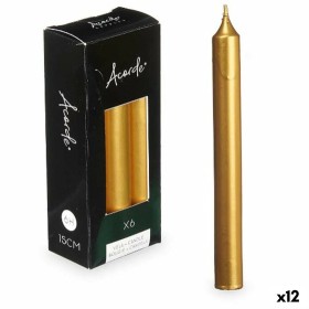 Candle Set 2 x 2 x 15 cm Golden (12 Units) by Acorde, Candles - Ref: S3631570, Price: 19,72 €, Discount: %