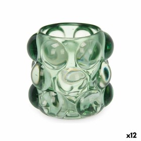 Candleholder Microbeads Green Crystal 8,4 x 9 x 8,4 cm (12 Units) Gift Decor - 1