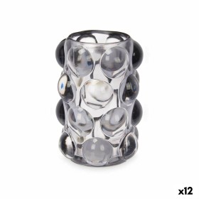 Candleholder Microbeads Grey Crystal 8,4 x 12,5 x 8,4 cm (12 Units) by Gift Decor, Candelabras and candle holders - Ref: S363...