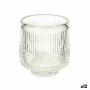 Bougeoir Rayures Transparent Verre 7,5 x 7,8 x 7,5 cm (12 Unités) de Gift Decor, Bougeoirs et chandeliers - Réf : S3631692, P...