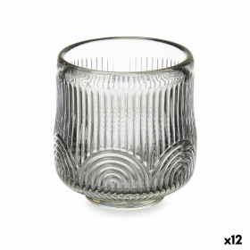 Bougeoir Rayures Gris Verre 7,5 x 7,8 x 7,5 cm (12 Unités) de Gift Decor, Bougeoirs et chandeliers - Réf : S3631694, Prix : 2...