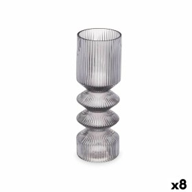 Jarrón Rayas Gris Cristal 8 x 23 x 8 cm (8 Unidades) de Gift Decor, Jarrones - Ref: S3631702, Precio: 56,31 €, Descuento: %