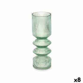 Vase Rayures Vert Verre 8 x 23 x 8 cm (8 Unités) de Gift Decor, Vases - Réf : S3631704, Prix : 51,92 €, Remise : %