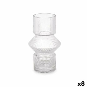 Vaso Riscas Transparente Cristal 9,5 x 16,5 x 9,5 cm (8 Unidades) de Gift Decor, Jarrões - Ref: S3631708, Preço: 41,60 €, Des...