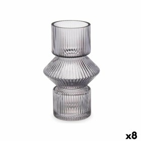 Jarrón Rayas Gris Cristal 9,5 x 16,5 x 9,5 cm (8 Unidades) de Gift Decor, Jarrones - Ref: S3631710, Precio: 41,60 €, Descuent...