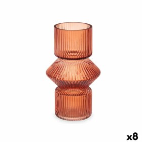 Vaso Riscas Laranja Cristal 9,5 x 16,5 x 9,5 cm (8 Unidades) de Gift Decor, Jarrões - Ref: S3631714, Preço: 41,60 €, Desconto: %