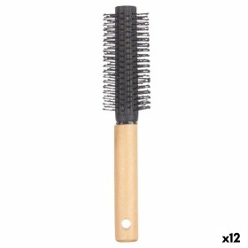 Round Brush Brown Black Wood Silicone Plastic (12 Units) by Berilo, Hairbrushes - Ref: S3631753, Price: 19,88 €, Discount: %