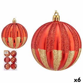 Set of Christmas balls Stripes Red Golden PVC (6 Units) by Krist+, Christmas - Ref: S3631823, Price: 32,74 €, Discount: %