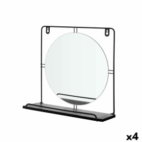 Wall mirror Black Metal MDF Wood 33,7 x 30 x 10 cm (4 Units) by Gift Decor, Wall-Mounted Mirrors - Ref: S3631857, Price: 29,1...