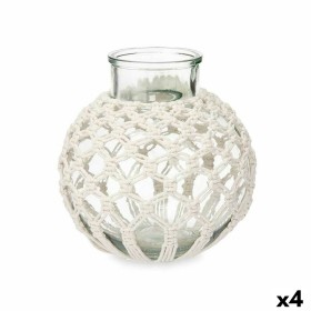 Jarrón Blanco Tela Vidrio 25 x 26,5 x 25 cm (4 Unidades) Macramé de Gift Decor, Jarrones - Ref: S3631880, Precio: 46,28 €, De...