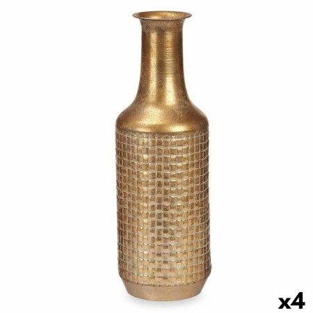 Vase Doré Métal 14 x 46 x 14 cm (4 Unités) Avec relief de Gift Decor, Vases - Réf : S3631892, Prix : 58,48 €, Remise : %