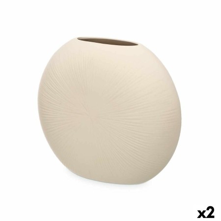 Jarrón Beige Cerámica 36 x 34 x 16 cm (2 Unidades) Circular de Gift Decor, Jarrones - Ref: S3631949, Precio: 28,69 €, Descuen...