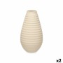 Vase Beige Céramique 22 x 44 x 22 cm (2 Unités) Rayures de Gift Decor, Vases - Réf : S3631955, Prix : 25,33 €, Remise : %