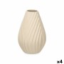 Jarrón Beige Cerámica 21 x 31 x 21 cm (4 Unidades) Rayas de Gift Decor, Jarrones - Ref: S3631957, Precio: 43,89 €, Descuento: %