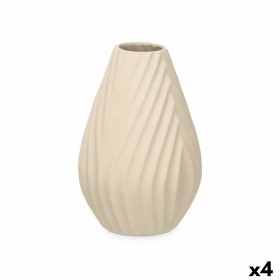 Vase Beige Céramique 21 x 31 x 21 cm (4 Unités) Rayures de Gift Decor, Vases - Réf : S3631957, Prix : 43,89 €, Remise : %